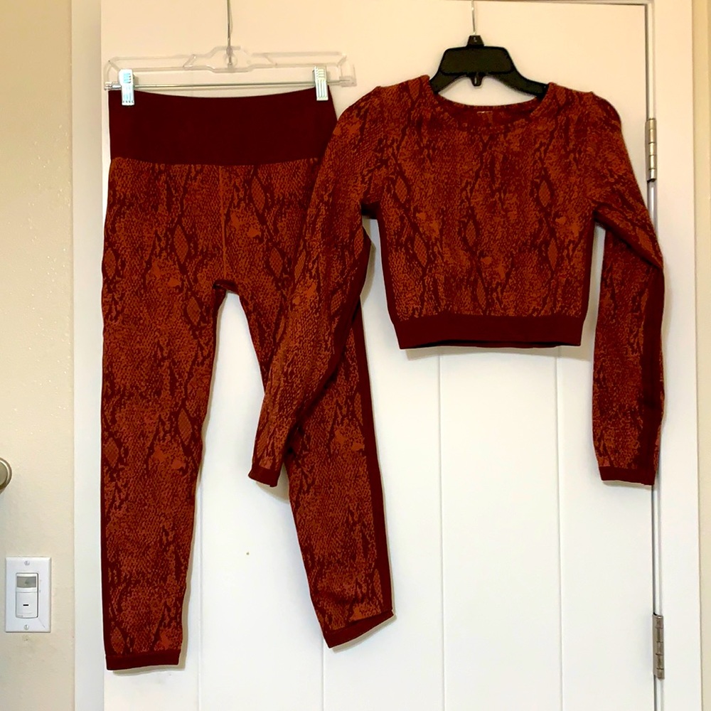 Fabletics Red Snake Print Leggings and Top Set